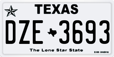 TX license plate DZE3693