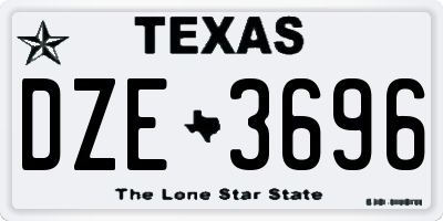 TX license plate DZE3696