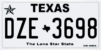 TX license plate DZE3698