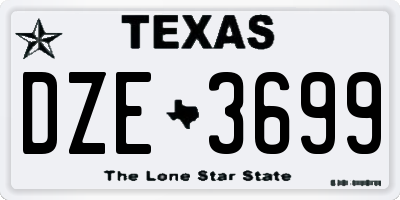 TX license plate DZE3699