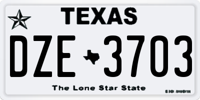 TX license plate DZE3703