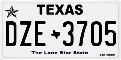 TX license plate DZE3705