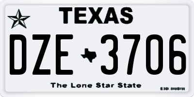 TX license plate DZE3706