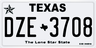 TX license plate DZE3708