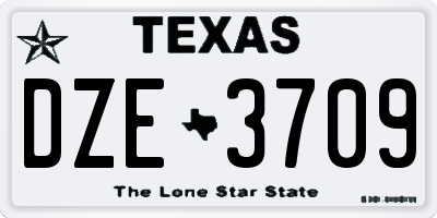 TX license plate DZE3709