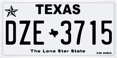 TX license plate DZE3715