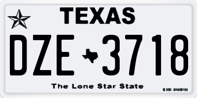 TX license plate DZE3718
