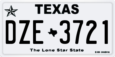 TX license plate DZE3721