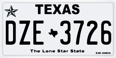 TX license plate DZE3726