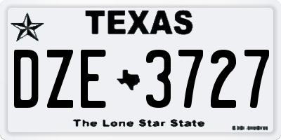 TX license plate DZE3727