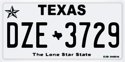 TX license plate DZE3729