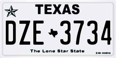 TX license plate DZE3734