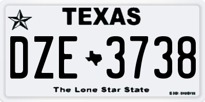 TX license plate DZE3738