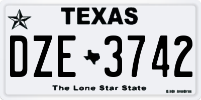 TX license plate DZE3742