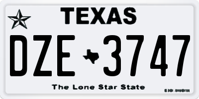 TX license plate DZE3747