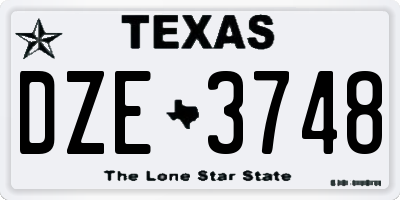 TX license plate DZE3748