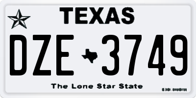 TX license plate DZE3749