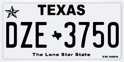 TX license plate DZE3750