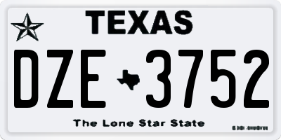 TX license plate DZE3752