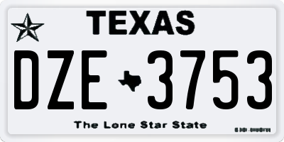 TX license plate DZE3753