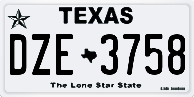TX license plate DZE3758