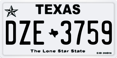 TX license plate DZE3759