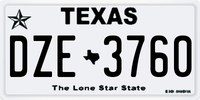 TX license plate DZE3760