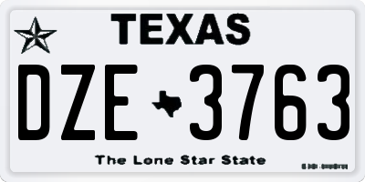 TX license plate DZE3763