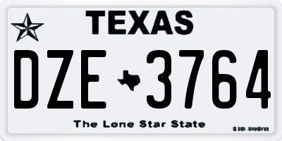 TX license plate DZE3764