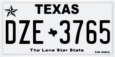 TX license plate DZE3765