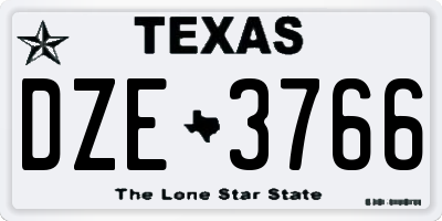 TX license plate DZE3766