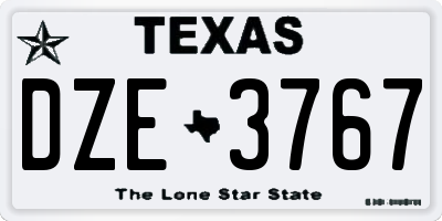 TX license plate DZE3767