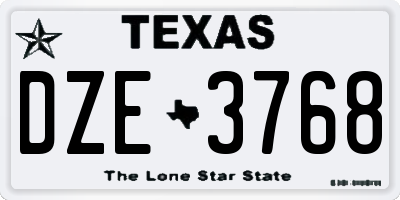 TX license plate DZE3768