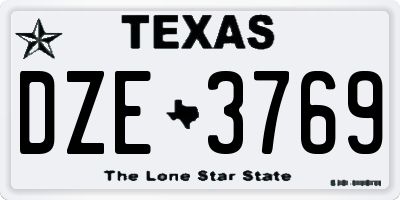 TX license plate DZE3769