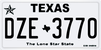 TX license plate DZE3770