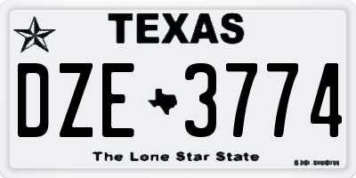 TX license plate DZE3774
