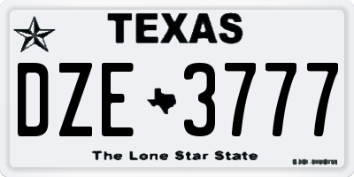 TX license plate DZE3777