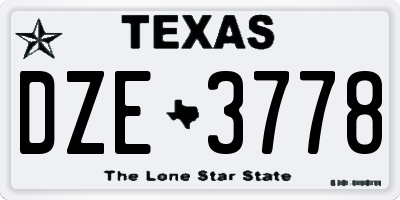 TX license plate DZE3778