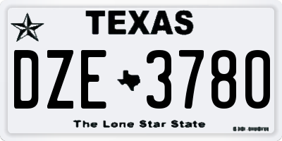 TX license plate DZE3780