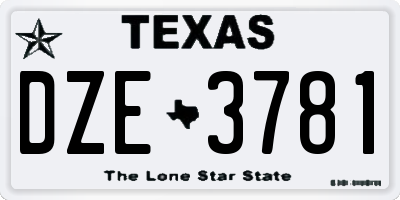TX license plate DZE3781