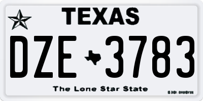 TX license plate DZE3783