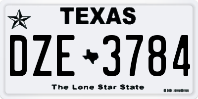 TX license plate DZE3784