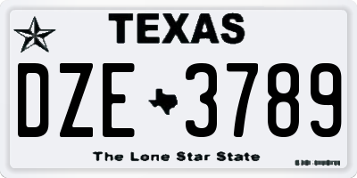 TX license plate DZE3789