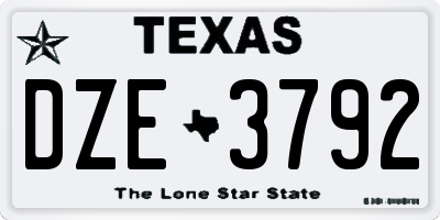 TX license plate DZE3792