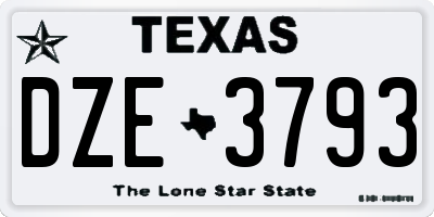 TX license plate DZE3793