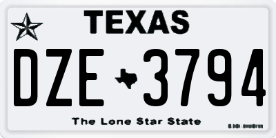 TX license plate DZE3794