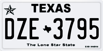 TX license plate DZE3795