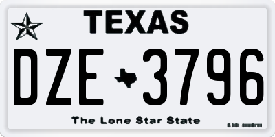 TX license plate DZE3796