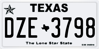 TX license plate DZE3798