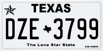 TX license plate DZE3799